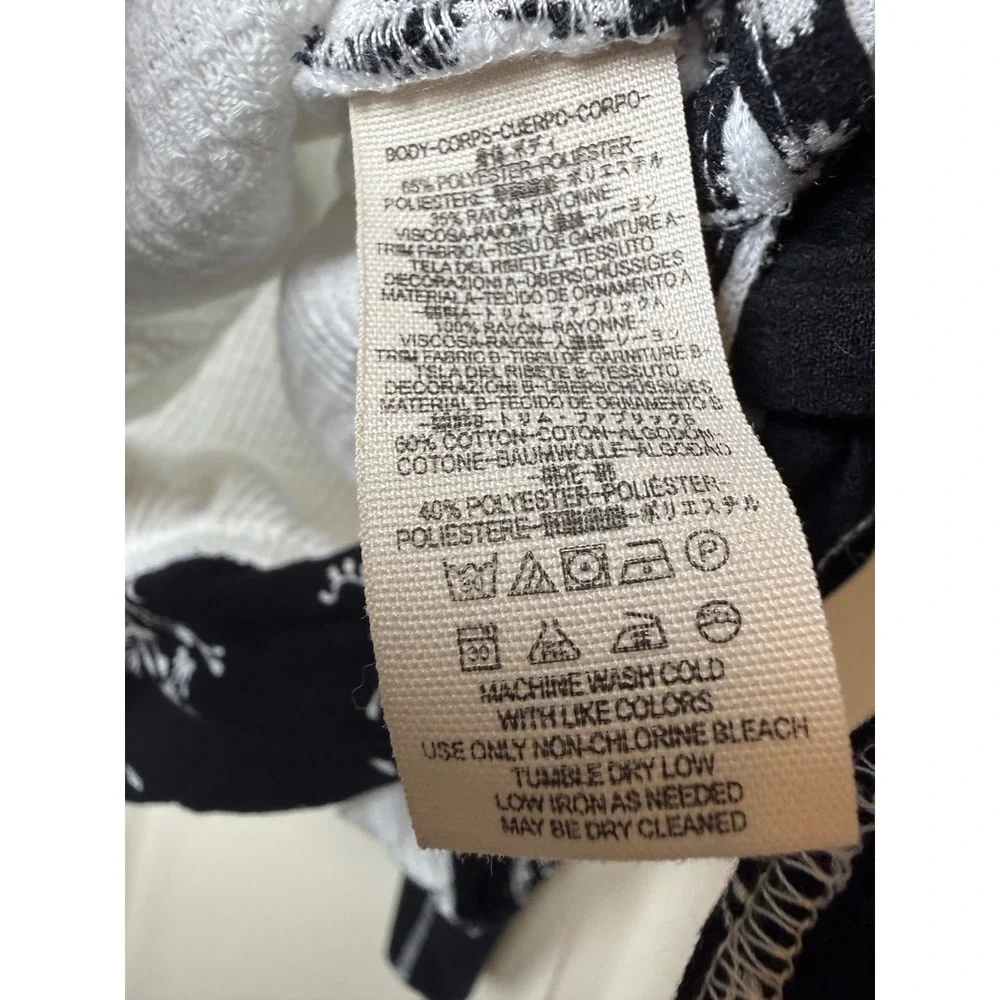 Free People Mixed Floral Thermal Wrap Top White Black XS Boho Surplice Tie Waist